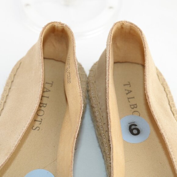 Talbots Womens Izzy Espadrilles Flat Size 9 Tan Nude Suede Ruffle Slip On Shoe - Picture 9 of 12